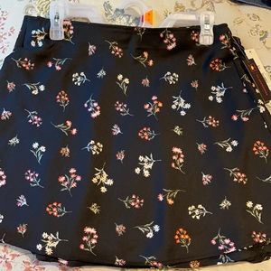 NWT black flower a line skirt mini